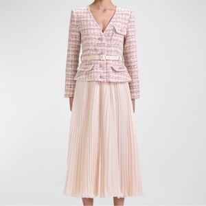 Self-Portrait Pink and Cream Midi Dress